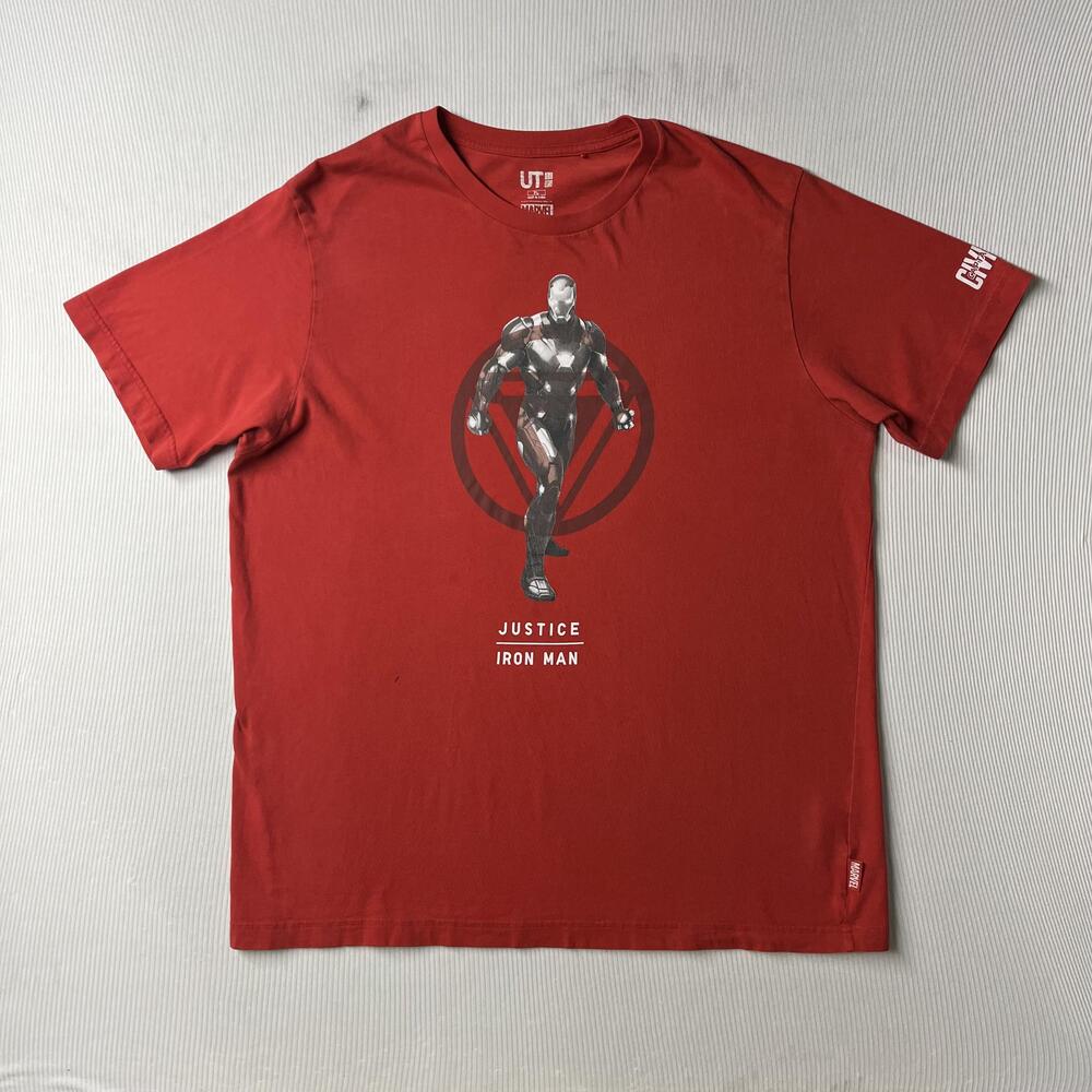 Uniqlo Shirt Mens XL Red Iron Man Graphic Tee Marvel Captain America Civil War